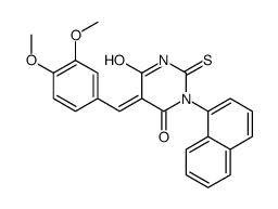 (5E)-5-[(3,4-dimethoxyphenyl)methylidene]-1-naphthalen-1-yl-2-sulfanylidene-1,3-diazinane-4,6-dione结构式