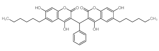 2H-1-Benzopyran-2-one, 3,3-(phenylmethylene)bis[6-hexyl-4,7-dihydroxy-结构式