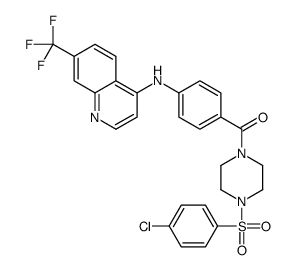 [4-(4-chlorophenyl)sulfonylpiperazin-1-yl]-[4-[[7-(trifluoromethyl)quinolin-4-yl]amino]phenyl]methanone结构式