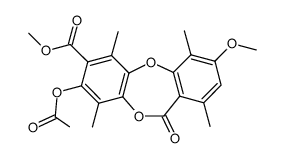 methyl 8-acetoxy-3-methoxy-1,4,6,9-tetramethyl-11-oxo-11H-dibenzo[b,e][1,4]dioxepine-7-carboxylate Structure