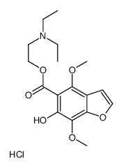 5-Benzofurancarboxylic acid, 4,7-dimethoxy-6-hydroxy-, 2-(diethylamino )ethyl ester, hydrochloride结构式