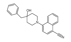 4-(4-benzyl-4-hydroxypiperidin-1-yl)naphthalene-1-carbonitrile结构式