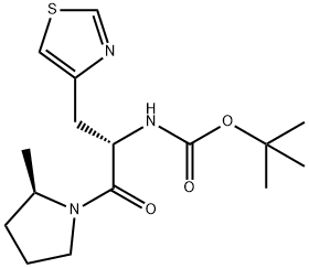 tert-butyl (R)-1-((R)-2-methylpyrrolidin-1-yl)-1-oxo-3-(thiazol-4-yl)propan-2-ylcarbamate结构式