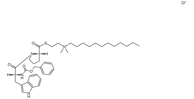 N-carbobenzyloxy-D-tryptophan-L-proline thioester with N-n-dodecyl-N,N-dimethyl-N-(β-thioethyl)ammonium chloride结构式