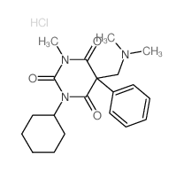 2,4,6(1H,3H,5H)-Pyrimidinetrione,1-cyclohexyl-5-[(dimethylamino)methyl]-3-methyl-5-phenyl-, hydrochloride (1:1) Structure