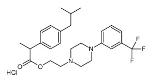 2-[4-[3-(trifluoromethyl)phenyl]piperazin-1-yl]ethyl 2-[4-(2-methylpropyl)phenyl]propanoate,hydrochloride Structure