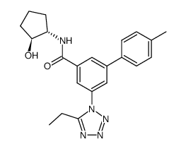 5-(5-ethyltetrazol-1-yl)-4′-methylbiphenyl-3-carboxylic acid ((1S,2S)-2-hydroxycyclopentyl)amide Structure