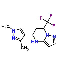 5-(1,3-DIMETHYL-1H-PYRAZOL-4-YL)-7-TRIFLUOROMETHYL-4,5,6,7-TETRAHYDRO-PYRAZOLO[1,5-A]PYRIMIDINE结构式