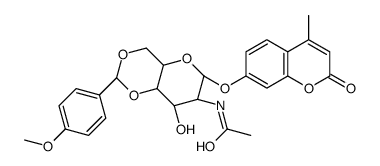 4-MethyluMbelliferyl 2-Acetamido-2-deoxy-4,6-O-(p-Methoxyphenylmethylene)-α-D-galactopyranoside结构式