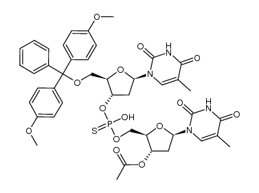 5'-O-dimethoxytritylthimidine-3'-O-(5'-O-thymidylyl-3'-O-acetyl)phosphorothioate结构式