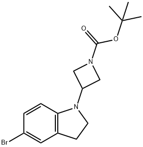 3-(5-broMo-2,3-dihydro-indol-1-yl)-azetidine-1-carboxylic acid tert-butyl ester结构式