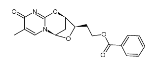 2,3'-anhydro-1-(6'-O-benzoyl-2',5'-dideoxy-β-D-glucofuranosyl)thymine结构式
