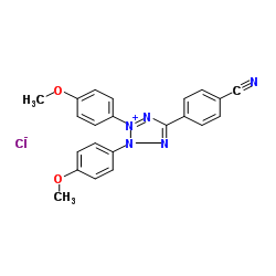 2,3-Bis(4-methoxyphenyl)-5-(4-cyanophenyl)tetrazolium Chloride Structure