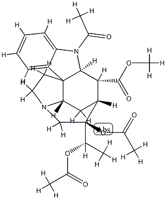 (19S)-1-Acetyl-19,20-diacetoxycuran-17-oic acid methyl ester结构式