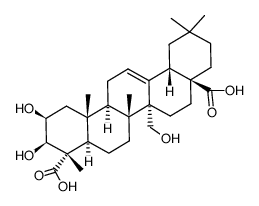 2β,3β,27-Trihydroxy-5α-olean-12-ene-23,28-dioic acid结构式