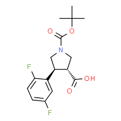 trans-1-(tert-butoxycarbonyl)-4-(2,5-difluorophenyl)pyrrolidine-3-carboxylic acid Structure