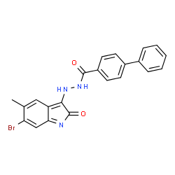 N'-(6-bromo-5-methyl-2-oxo-1,2-dihydro-3H-indol-3-ylidene)-4-biphenylcarbohydrazide Structure