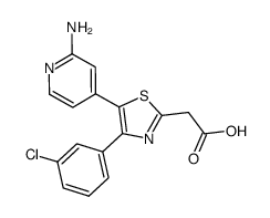 [5-(2-amino-pyridin-4-yl)-4-(3-chlorophenyl)-1,3-thiazol-2-yl]acetic acid结构式