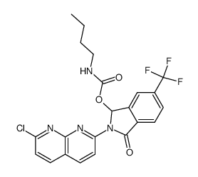 3-butylcarbamoyloxy-2-(7-chloro-[1,8]naphthyridin-2-yl)-5-trifluoromethyl-2,3-dihydro-isoindol-1-one结构式