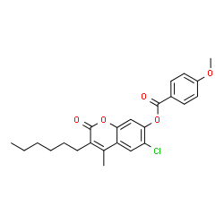 (6-chloro-3-hexyl-4-methyl-2-oxochromen-7-yl) 4-methoxybenzoate结构式