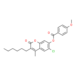 (6-chloro-3-hexyl-4-methyl-2-oxochromen-7-yl) 4-methoxybenzoate structure