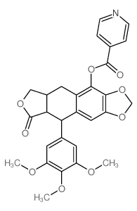 [8-oxo-9-(3,4,5-trimethoxyphenyl)-5a,6,8a,9-tetrahydro-5H-[2]benzofuro[5,6-f][1,3]benzodioxol-4-yl] pyridine-4-carboxylate结构式