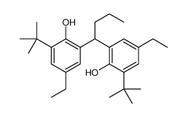 2-tert-butyl-6-[1-(3-tert-butyl-5-ethyl-2-hydroxyphenyl)butyl]-4-ethylphenol结构式