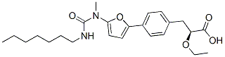 Benzenepropanoic acid,-alpha--ethoxy-4-[5-[[(heptylamino)carbonyl]methylamino]-2-furanyl]-,(-alpha-S)-结构式