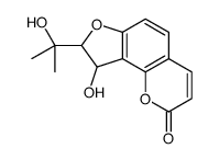 9-hydroxy-8-(2-hydroxypropan-2-yl)-8,9-dihydrofuro[2,3-h]chromen-2-one结构式