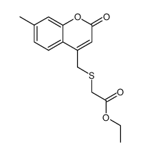 (7-Methyl-2-oxo-2H-chromen-4-ylmethylsulfanyl)-acetic acid ethyl ester Structure