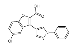 5-chloro-3-(1-phenylpyrazol-4-yl)-1-benzofuran-2-carboxylic acid Structure