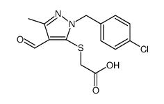 Acetic acid, 2-[[1-[(4-chlorophenyl)methyl]-4-formyl-3-methyl-1H-pyrazol-5-yl]thio] Structure