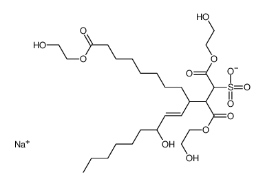 sodium 1,2,10-tris(2-hydroxyethyl) 3-(3-hydroxynon-1-enyl)-1-sulphonatodecane-1,2,10-tricarboxylate structure