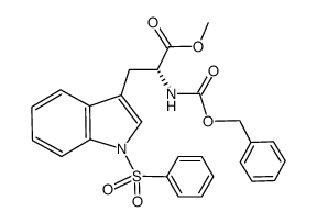 (R)-3-(1-benzenesulfonyl-1H-indol-3-yl)-2-benzyloxycarbonylamino-propionic acid methyl ester Structure