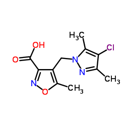 4-[(4-Chloro-3,5-dimethyl-1H-pyrazol-1-yl)methyl]-5-methyl-1,2-oxazole-3-carboxylic acid结构式