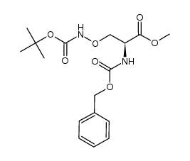 3-{[(1,1-dimethylethoxy)carbonyl]aminooxy}-N-[(phenylmethoxy)carbonyl]-L-serine methyl ester结构式