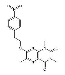 1,3,6-Trimethyl-7-([2-(p-nitrophenyl)ethyl]thio)pteridin-2,4(1H,3H)-dion Structure