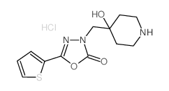 3-(4-Hydroxy-piperidin-4-ylmethyl)-5-thiophen-2-yl-3H-[1,3,4]oxadiazol-2-one hydrochloride Structure