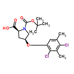 (4S)-4-(2,4-Dichloro-3,5-dimethylphenoxy)-1-{[(2-methyl-2-propanyl)oxy]carbonyl}-L-proline结构式