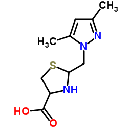 2-[(3,5-Dimethyl-1H-pyrazol-1-yl)methyl]-1,3-thiazolidine-4-carboxylic acid Structure