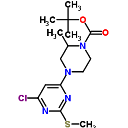 2-Methyl-2-propanyl 4-[6-chloro-2-(methylsulfanyl)-4-pyrimidinyl]-2-methyl-1-piperazinecarboxylate Structure