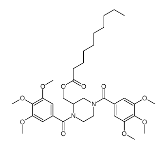 Decanoic acid, (1,4-bis(3,4,5-trimethoxybenzoyl)-2-piperazinyl)methyl ester structure