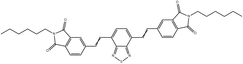 5,5′-(2,1,3-Benzothiadiazole-4,7-diyldi-2,1-ethenediyl)bis[2-hexyl-1H-isoindole-1,3(2H)-dione]结构式