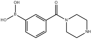 (3-(哌嗪-1-羰基)苯基)硼酸结构式