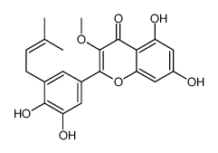 2-[3,4-dihydroxy-5-(3-methylbut-2-enyl)phenyl]-5,7-dihydroxy-3-methoxychromen-4-one结构式