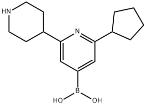 2-Cyclopentyl-6-(piperidin-4-yl)pyridine-4-boronic acid Structure