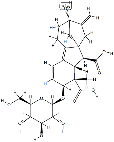 2β-(β-D-Glucopyranosyloxy)-7-hydroxy-1-methyl-8-methylenegibba-3,4a-diene-1α,10β-dicarboxylic acid Structure