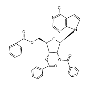 4-chloro-7-(2,3,5-tri-O-benzoyl-β-D-ribofuranosyl)-7H-pyrrolo[2,3-d]pyrimidine Structure