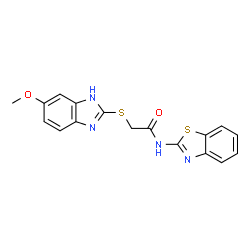 N-(1,3-benzothiazol-2-yl)-2-[(5-methoxy-1H-benzimidazol-2-yl)sulfanyl]acetamide结构式