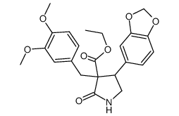 ethyl 3-(3,4-dimethoxybenzyl)-4-(3,4-methylenedioxyphenyl)-2-oxo-3-pyrrolidinecarboxylate Structure